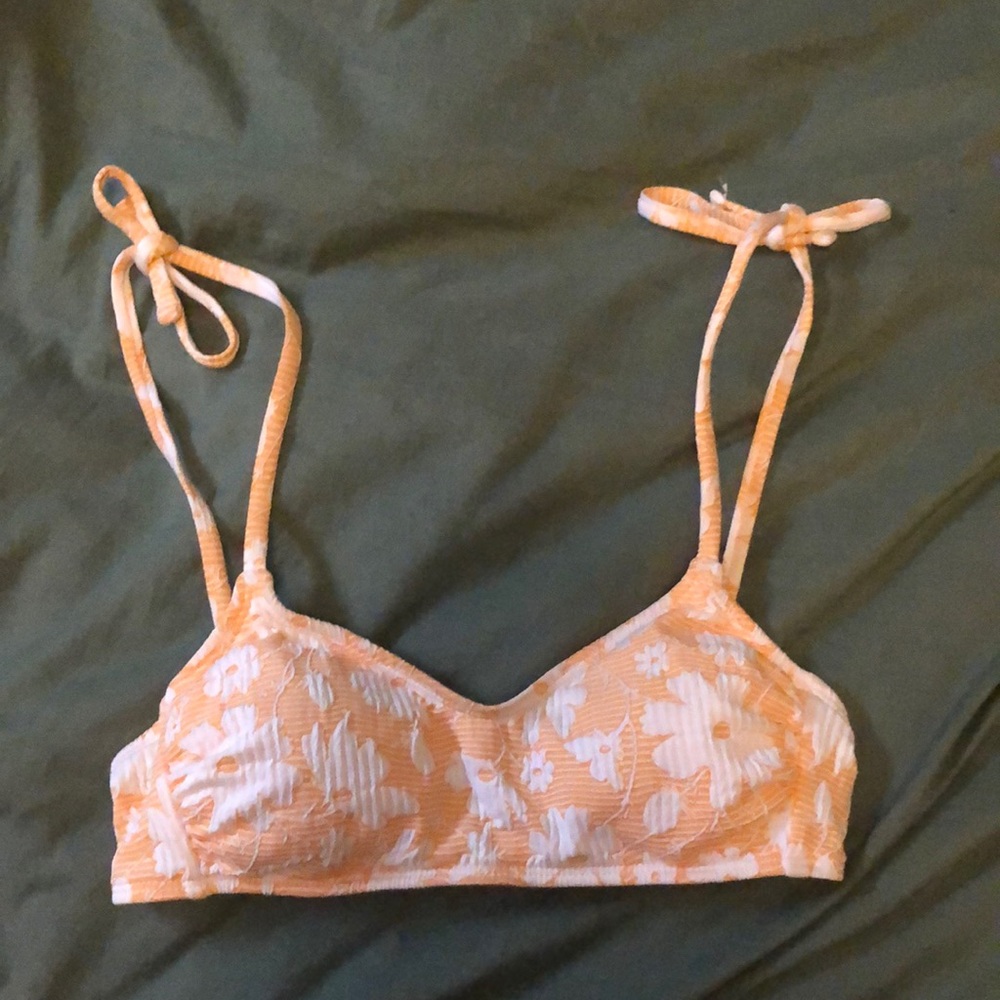 Orange and white bikini top